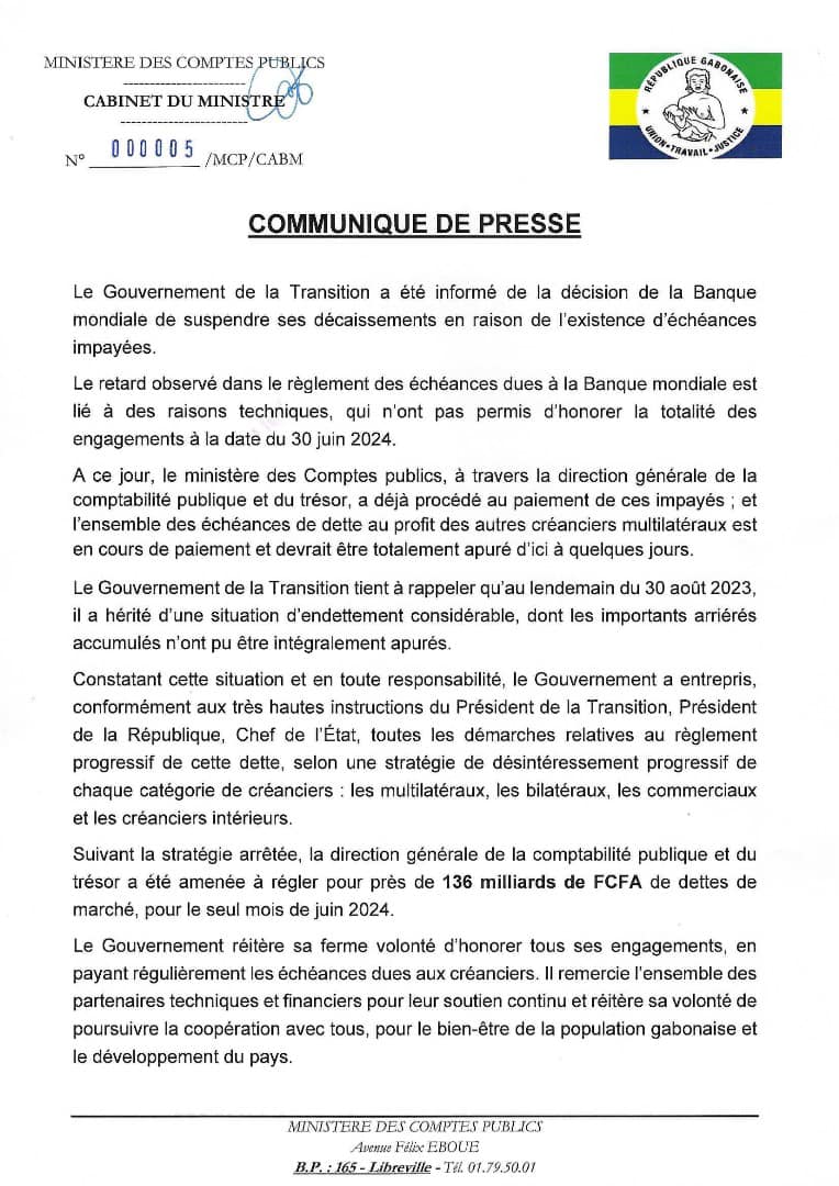 Communique de presse